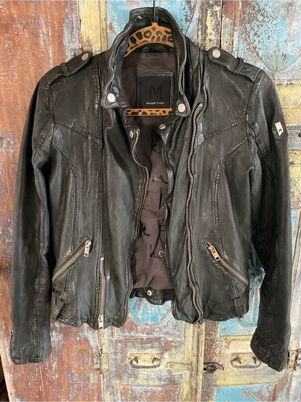 Mauritius Wild 2 RF Black Leather Moto Jacket with Zip Details - Picture 16 of 16